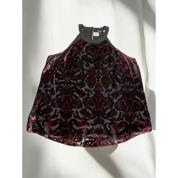 TORRID Halter Tunic Tank Top / Size 2X / Burnout Velvet Paisley Red Black NEW - Picture 3 of 9